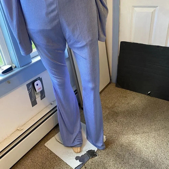 Shein Sexy Flirty Cutout Women's Jumpsuit L Flounce Sleeve Flare Leg Stretchy - Picture 13 of 13